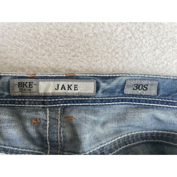 BKE Buckle Jeans Mens Sz 30S Jake Straight Leg Blue Medium Wash Distressed - Picture 14 of 16